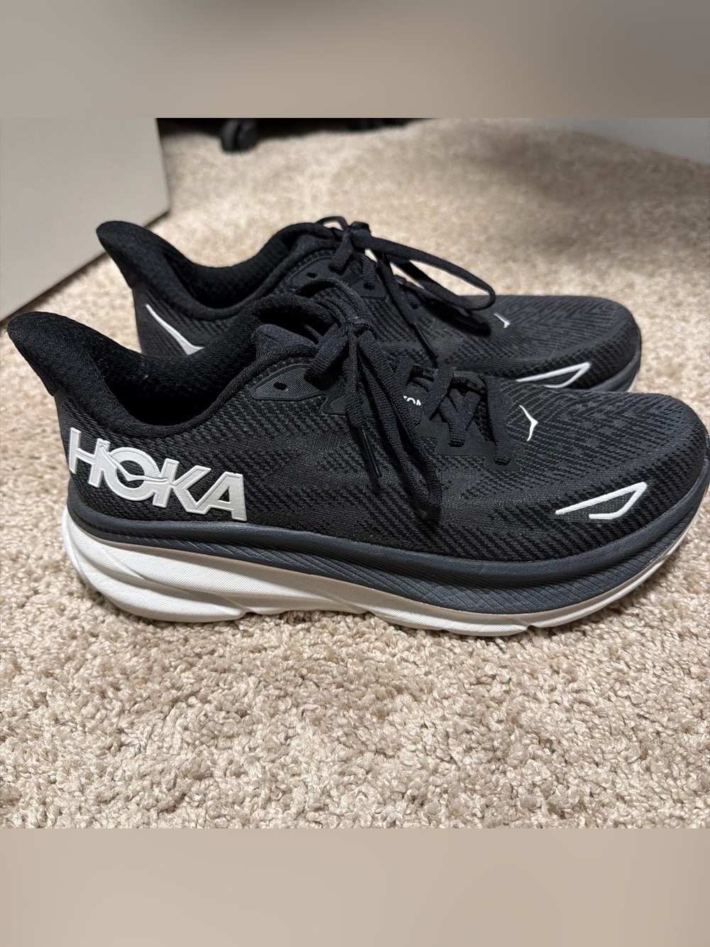BRAND NEW. Hoka Women’s Black Athletic Running Shoes with White Accents